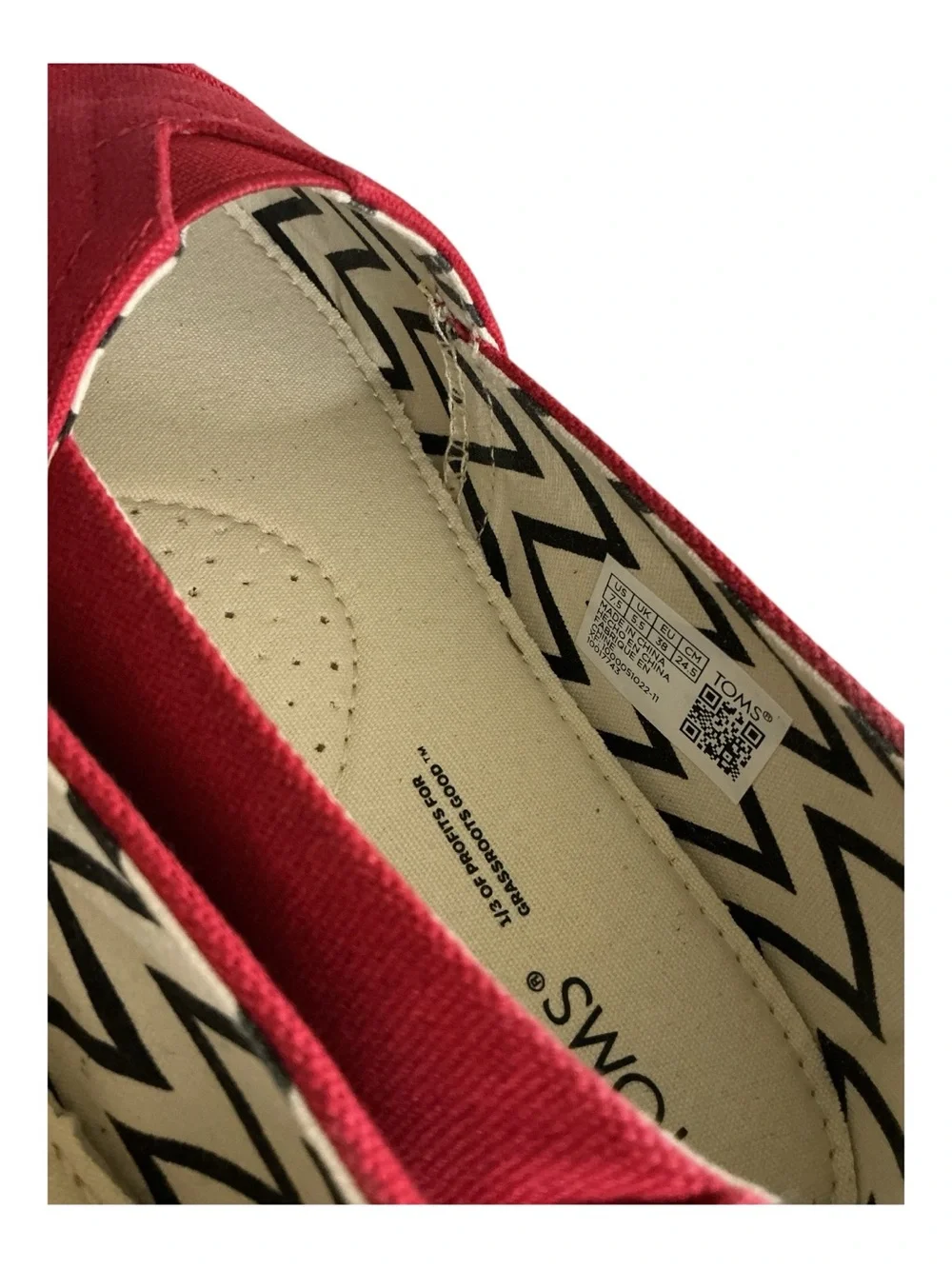 Toms Red Canvas Slip-On Loafers